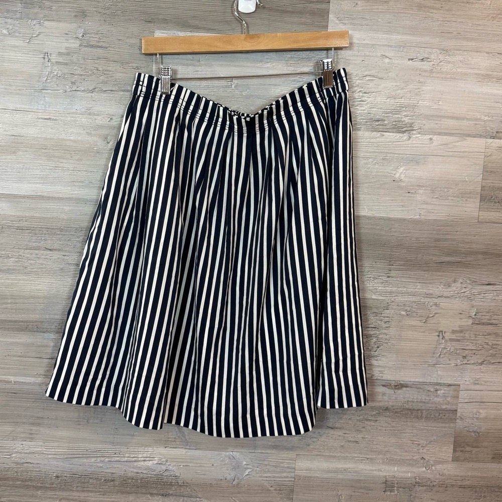 J.Crew Mercantile Navy & White Vertical Stripe Midi Skirt Size 14